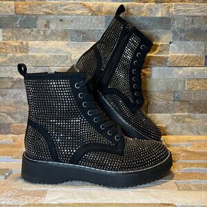 Madden Girl Kurrt Black/Silver Studs Combat Boots Women’s Size 6